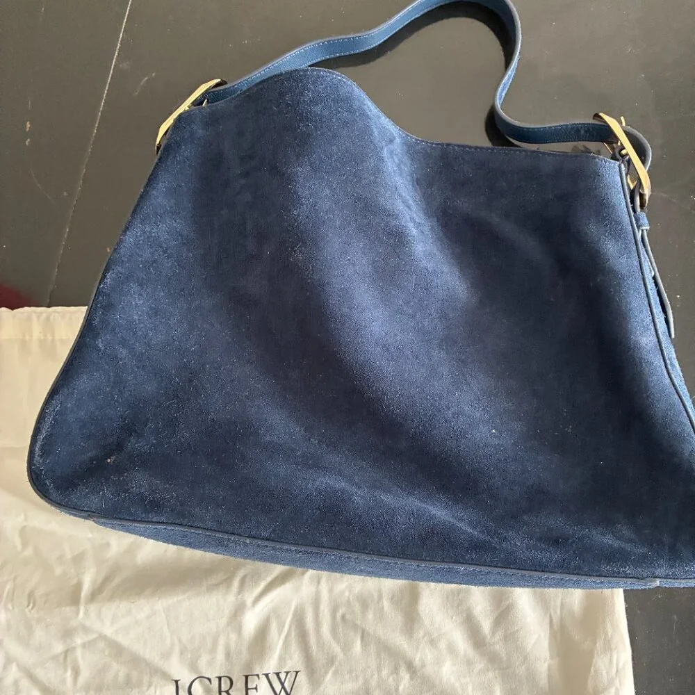 J Crew Berkeley Shoulder Bag in Navy Suede - Picture 6 of 7